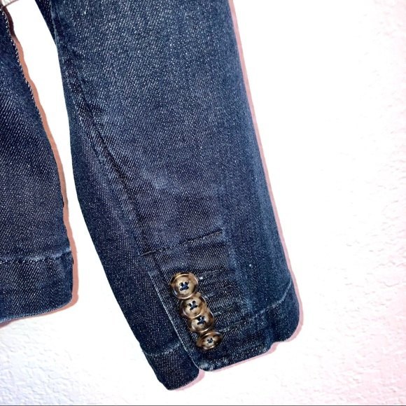 TALBOTS Button Up Dark Wash Fitted Denim Jean Jacket Size 6 - Picture 6 of 6